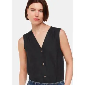 Whistles Black Laura Linen Tank